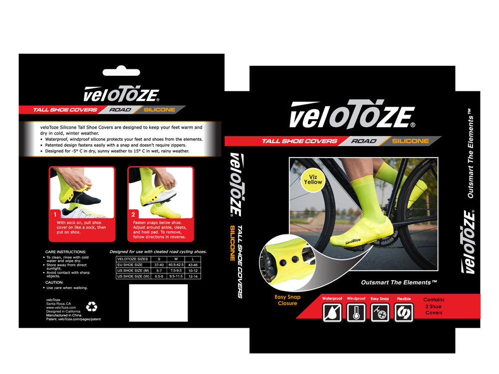 VELOTOZE SILICONE SHOE COVER - VIZ-YELLOW