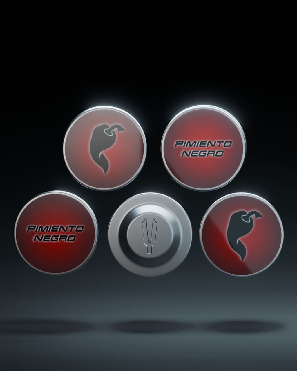 Pimiento Negro - Magnetic bib holders (4 pcs) - Rood