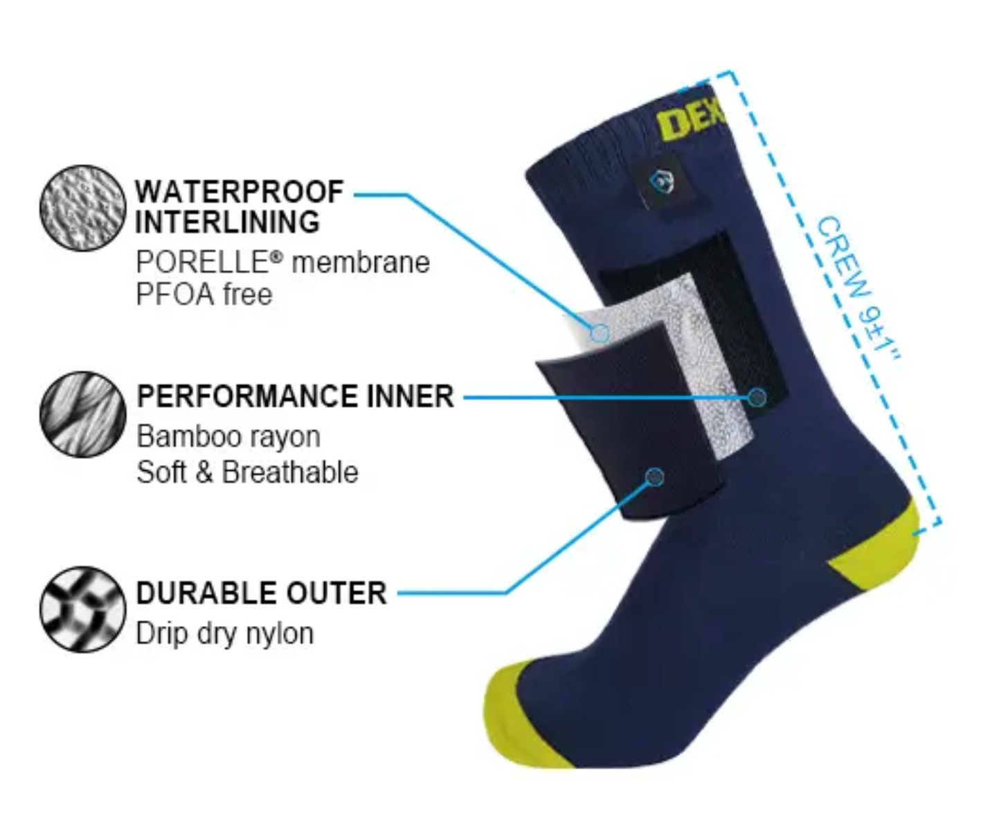 DexShell - Ultra Thin Crew Socks - Waterproof