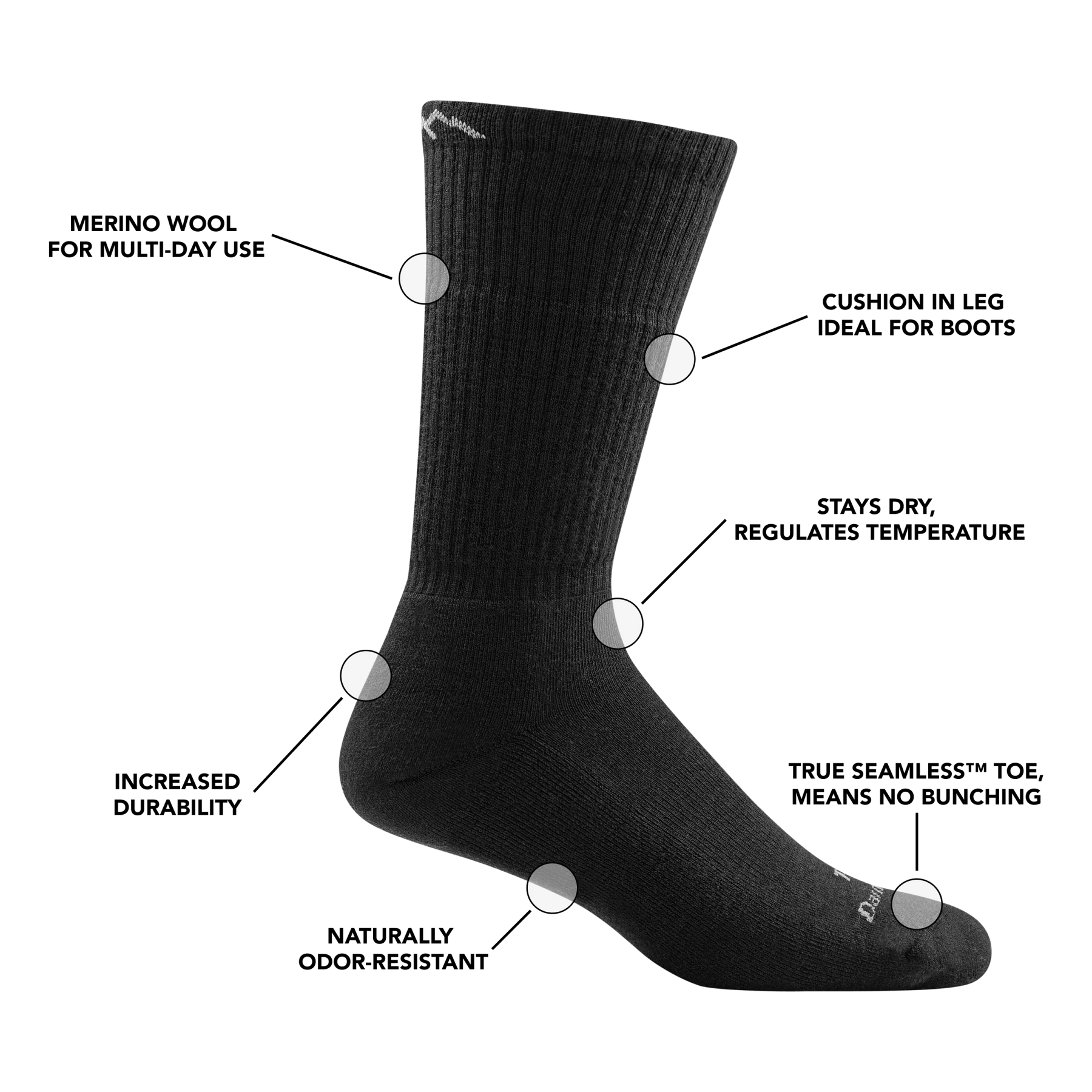 Darn Tough - T4021 Boot Midweight Tactical Socks with Cushion -LEVENSLANGE GARANTIE