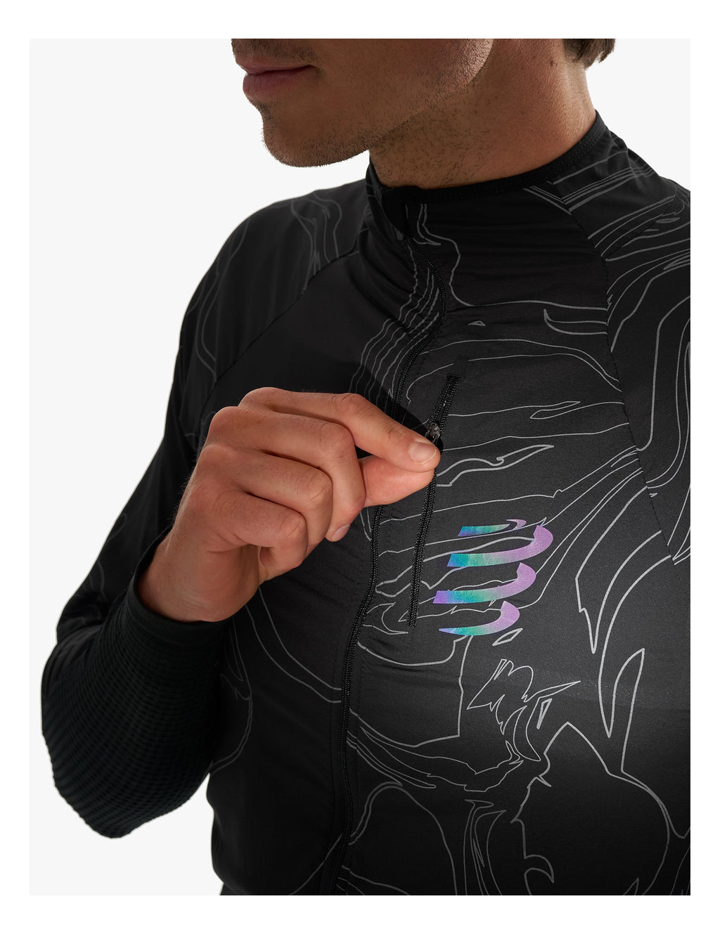 Compressport - Hurricane Windproof Jacket M Aurora - Black/Aurora